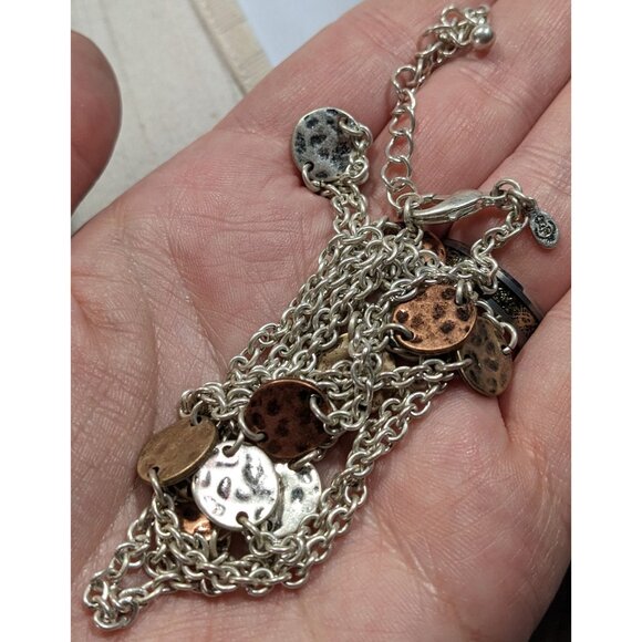 Premier Designs Brutalist Hammered Coin Station Necklace - Picture 3 of 4